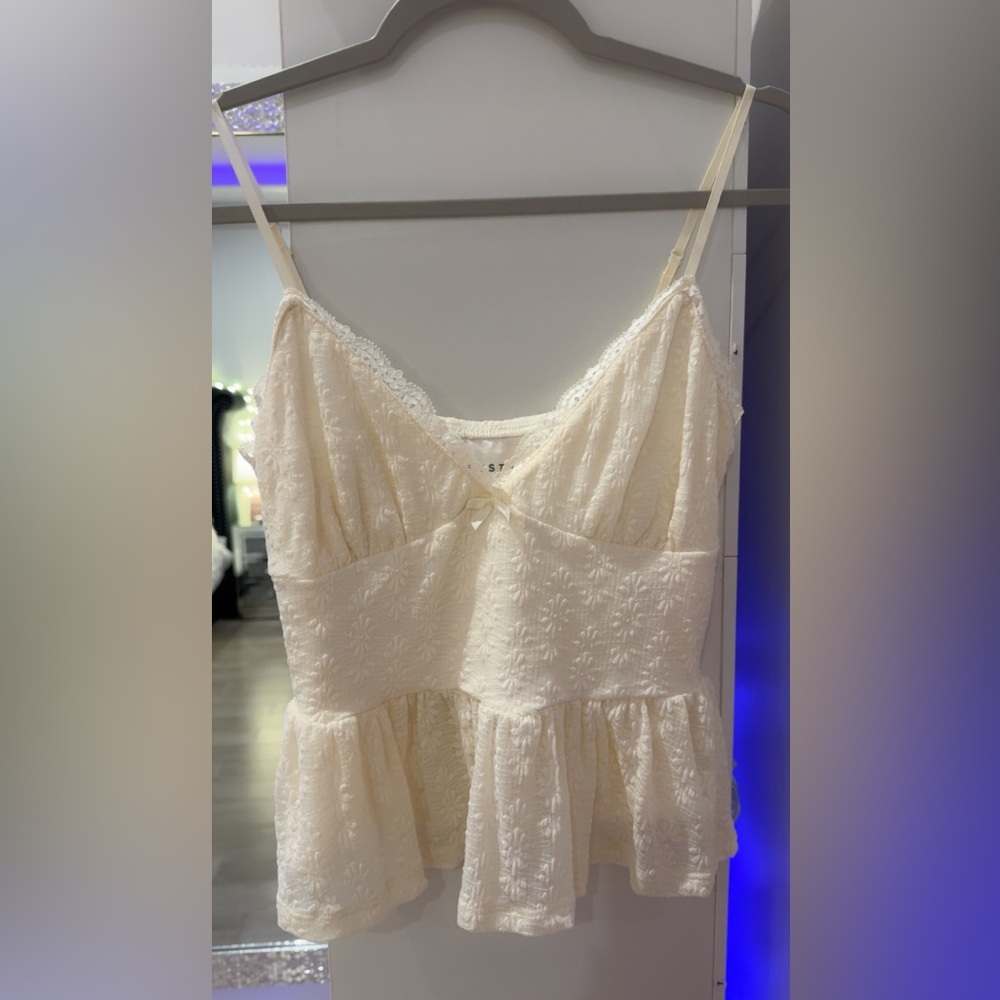 Aeropostale Ivory Lace Detail Top